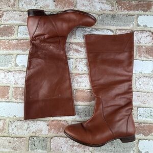 J. Crew Equestrian Boots Size 7.5 Brown Leather Knee High Tall Western Riding